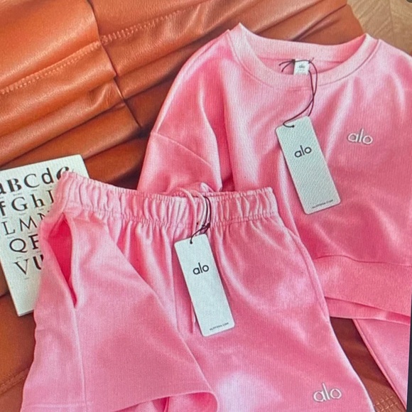 ALO Yoga Pink Crew Neck Sweater Size L - Picture 2 of 5